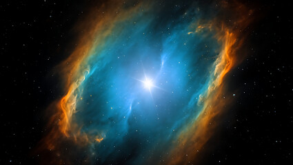 Fototapeta premium Stunning Cosmic Nebula A Vibrant Celestial Cloud with a Bright Star at Its Center Illuminating the Vast Expanse of Space