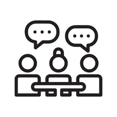 Team Discussion Icon – Group Brainstorming Line Art Meeting Symbol