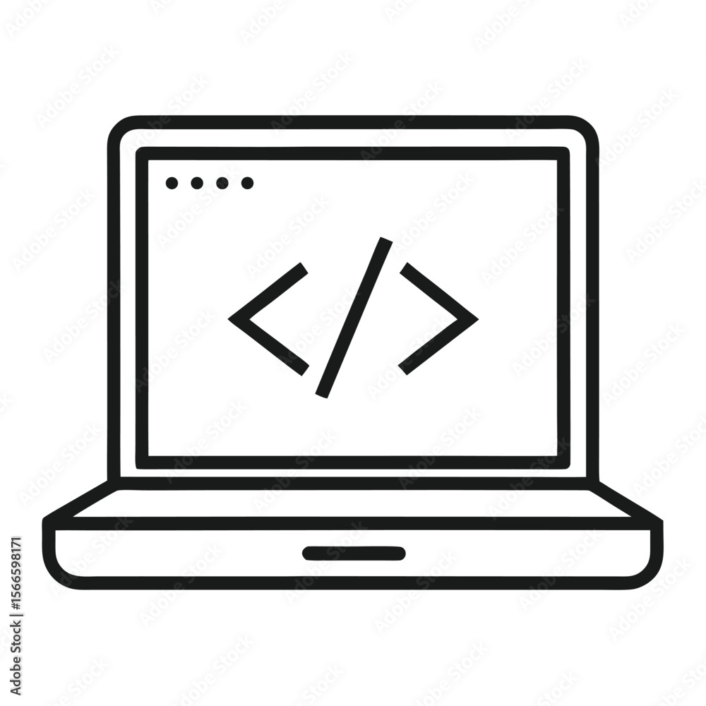 Fototapete laptop screen displaying code web development, programming, software engineering icon