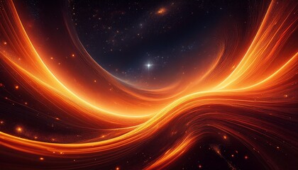 Obraz premium fiery orange cosmic waves flow through a star studded dark expanse creating a vibrant energetic scene