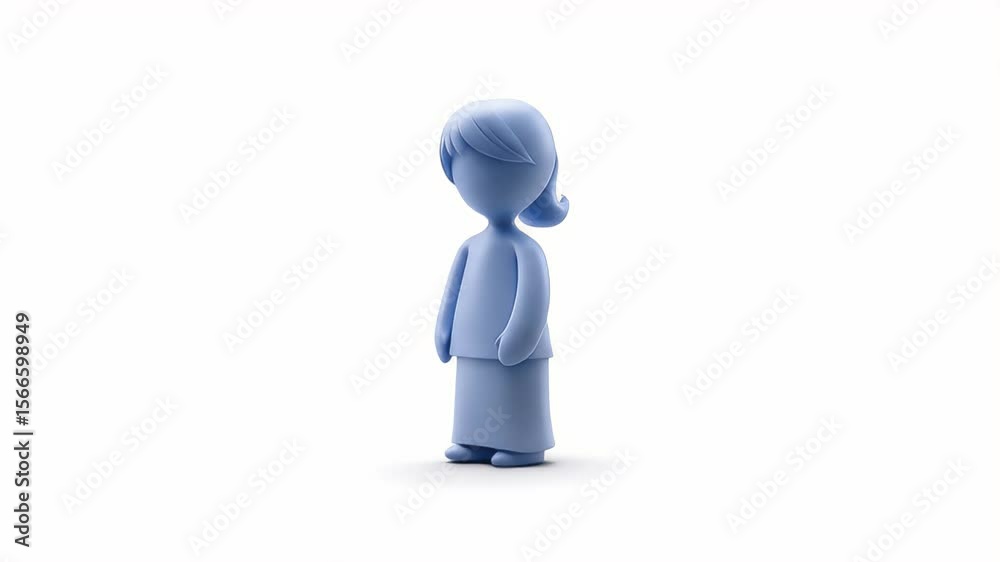 Poster simple 3d animated girl: a static character animation