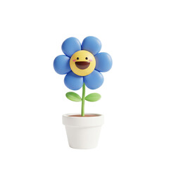 3d cartoon orange flower in a pot