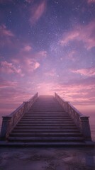 Fototapeta premium A surreal illustration of a staircase leading to the stars
