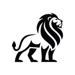 Powerful Black and White Lion Logo Design