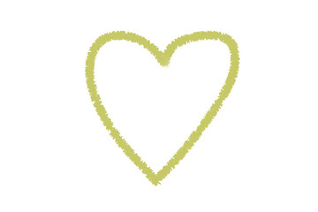 Yellow hand-drawn heart outline with rough texture. Cute transparent PNG for love themes, sticker designs, and scrapbook decorations