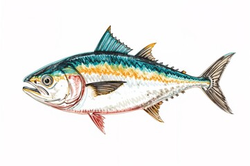 Fototapeta premium Colorful Tuna Fish Illustration on White