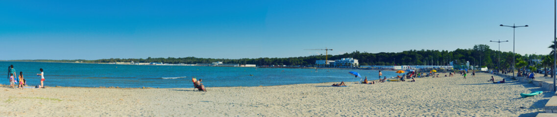 Wide format photograph of the sea beach of San Cataldo, Lecce, Apulia region, Italy