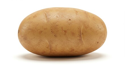 Realistic russet potato with smooth skin and subtle imperfections shown closeup