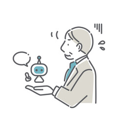 AIに抵抗のあるミドル世代のビジネスパーソン　シンプルでお洒落な線画イラスト