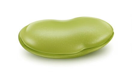 Single broad bean pod with a smooth green skin and kidney shape design