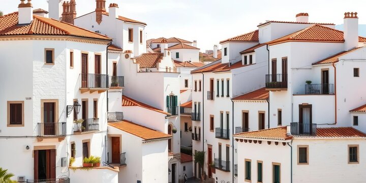 Charming whitewashed buildings, terracotta roofs, Catalan architecture, spanish, catalan