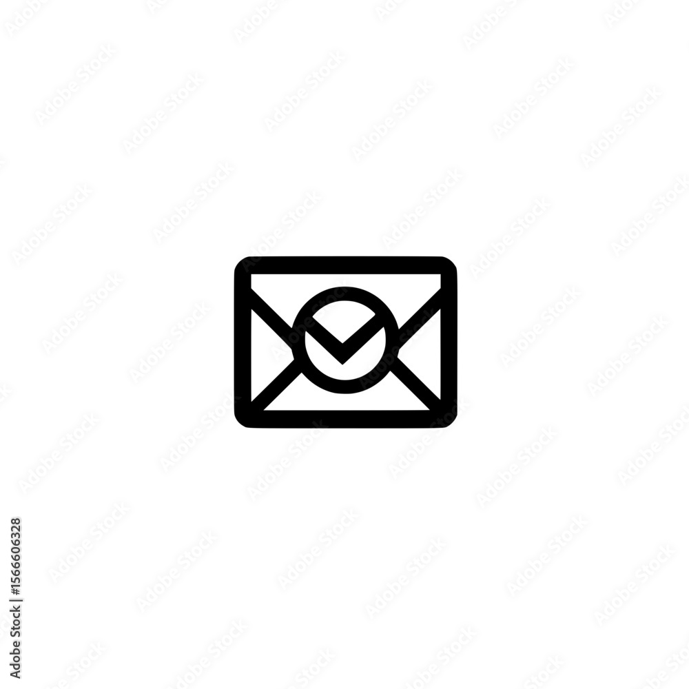Poster vector icon of envelope with check mark symbolizing message sent and verified status