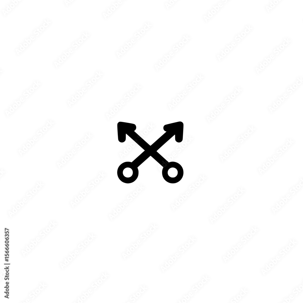 Poster vector icon of two crossed upward arrows symbolizing direction and navigation concepts