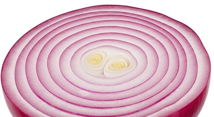Sliced red onion showing concentric layers and inner core detail close up