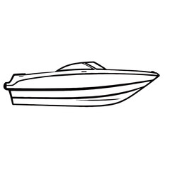 silhouette photo of speedboat with white background