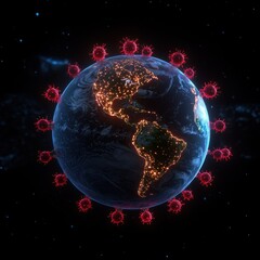 Global Pandemic Concept with Earth and Virus Illustrations