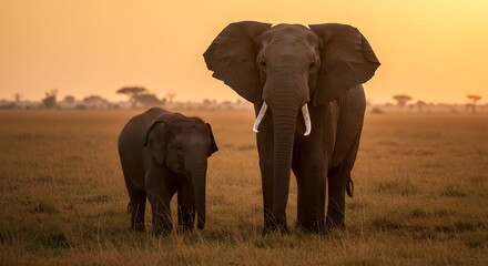 African Elephant Sunset