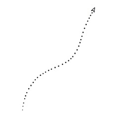 A winding path of dotted lines leading to an arrow at the top on a white background illustration