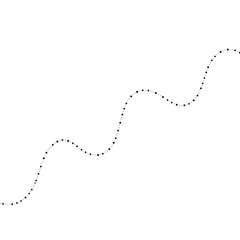 A simple black and white image featuring a curved line made of small black dots on a white background