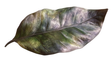 A vibrant iridescent leaf symbolic of resilience and the beauty of change against the on transparent background
