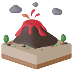 Major disasters in the Ring of Fire: Earthquakes, Volcanic Eruptions, Tsunamis. Volcanic Eruptions in 3D concept. Volcanic Eruptions transparent	

