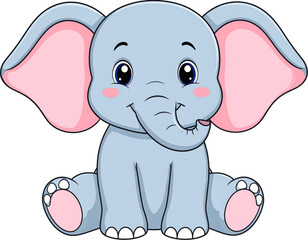 Fototapeta premium Cute Baby Elephant Sitting Pose 