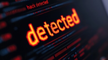 Hack Detected Security Alert on Digital Screen Display
