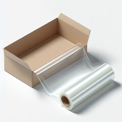 Roll of Plastic Wrap in a Cardboard Box