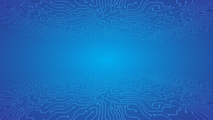 circuit wire perspective floor and top in blue background