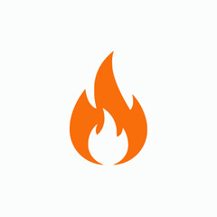solid orange flame icon, energy symbol, centered logo, white background