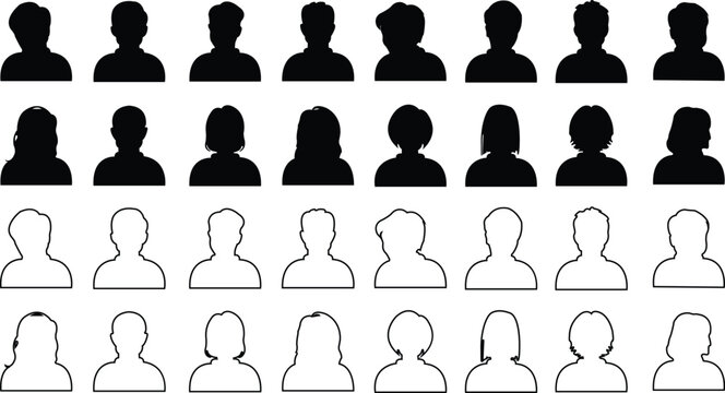 People avatar line and flat icons set. Team of workers. User profile symbol. Group of people. Group of users collection. Persons symbol. Men women. Crowd of humans. partnership businessman network mem