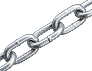 Obraz premium Shiny metallic links of a durable industrial chain are tightly interlocked forming a powerful connection.