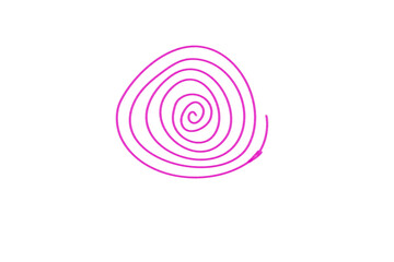 Bright pink spiral line doodle in hand-drawn style. Transparent PNG for abstract design accents, logo elements, or decoration