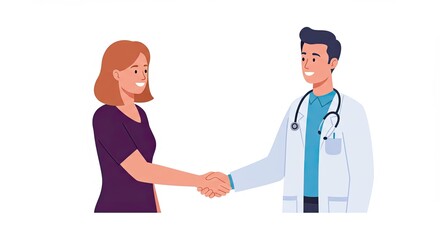 A doctor shaking hands with a patient, illustrating a medical consultation and trust