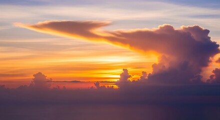 Fototapeta premium Dramatic Sunset Sky with Colorful Clouds