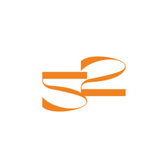 number 52 simple linked ribbon yellow decor vector