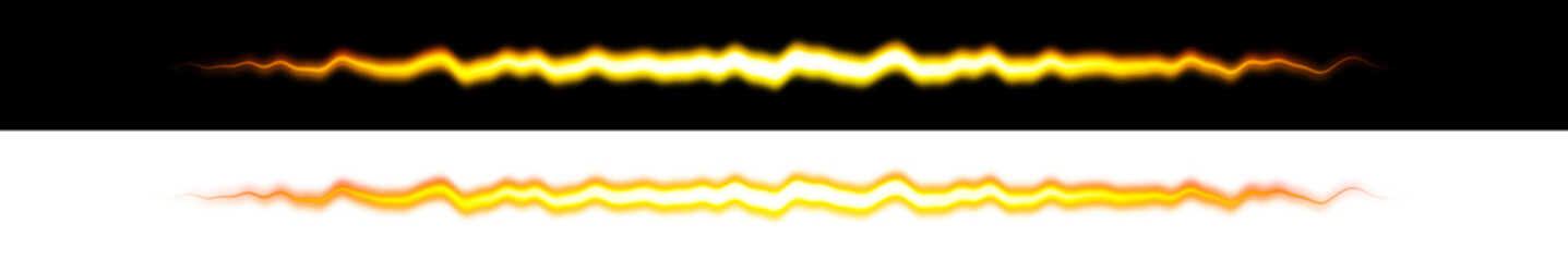 Yellow electric wave light effect with black and transparent background
