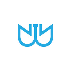 letter n w pipe line water geometric logo vector