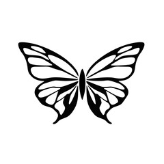 Modern Butterfly Woman Logo, Geometric Shapes Forming Wings and Body, Monochrome Vector Art