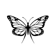 Butterfly Woman Logo, Geometric Shapes Forming Wings and Body, Monochrome