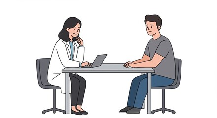 Doctor and patient having a conversation in an office during a medical consultation