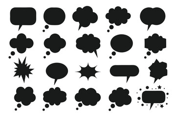 Diverse Black Speech Bubble Vector Icon Set for Communication Styles
