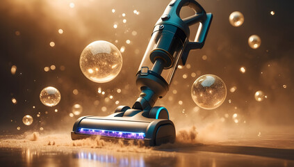 Clean Sweep: A sleek, modern vacuum cleaner in action, transforming the floor, creating a dynamic and visually stunning experience of efficiency and innovation. 