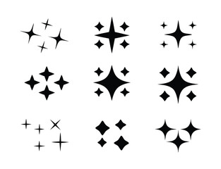 Sparkling Black Star Vector Icon Set for Festive Designs