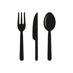 Classic Black Vector Silhouette Icon Set of Cutlery for Dining Settings, Restaurant Menus, and Culinary Design Projects