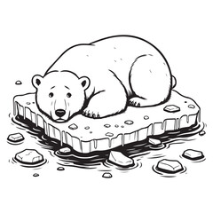 A polar bear rests on a shrinking ice floe image vector.