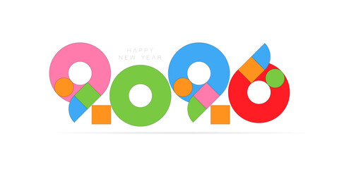 colorful  number concept of celebrating happy new year 2026. 2026 new year design template for cover, poster, calendar, card, etc , isolated in white 