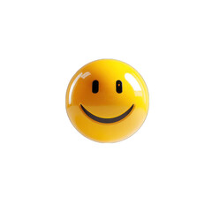 Fototapeta premium 3D render illustration of a smiley face emoji floating on white, mood: joyful, color: emoji yellows, lighting: studio lit, composition: centered