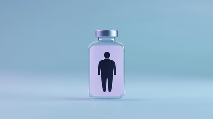 Transparent vial with human silhouette on the label