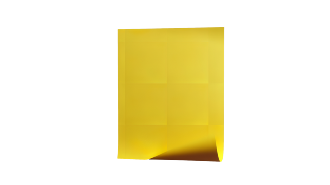 An invitation unfolds a golden opportunity revealed through a playfully curled page on dark on transparent background